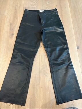 L’Agence Size 28 Black Faux Leather Wide Leg Pants.